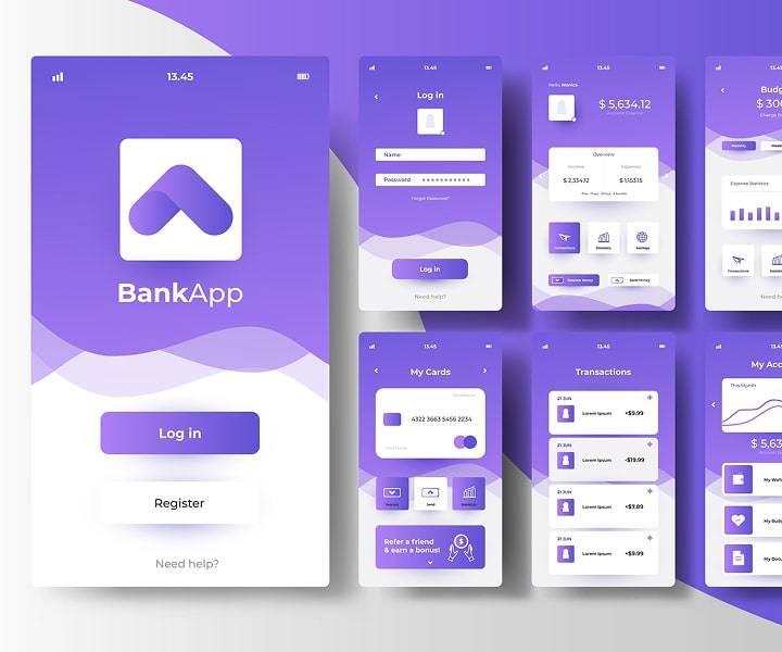 Illustration representing a banking app